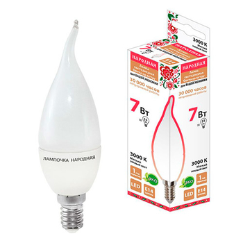 Лампа светодиодная TDM WFC37-7 Вт-230 В 3000 К E14 Народная - Светильники - Лампы - Магазин электроприборов Точка Фокуса